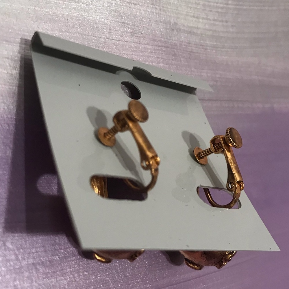 NWT Vintage Gold Drop Earrings Screw Back Clip-On - Picture 8 of 8